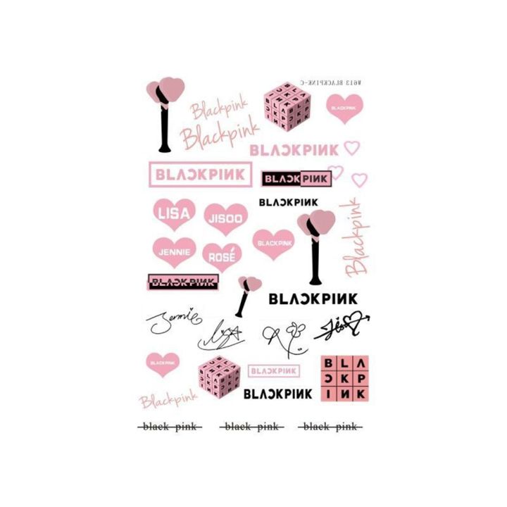 blackpink-ค้อนสีชมพูความรักสติกเกอร์รอยสักคอนเสิร์ตกันน้ำ-lisa-jennie-jisoo-rosie
