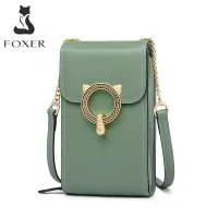 FOXER Women Cow Leather Cellphone Bags Girl Mini Crossbody Bag Small Flap Fashion Young Female Crossbody Bag Lady Mobile Phone Bag
