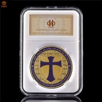 Purple Holy Cross Templars Euro Brotherhood Freemasonry Gold Challenge Collectibles Coins Souvenirs and Gifts W/Holder