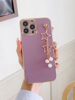 Casing ponsel lunak TPU elektroplating wanita casing ponsel mewah TPU untuk Iphone 11 12 13 14 Pro Max Mini Plus Xr Xs X Star dan penutup liontin mutiara