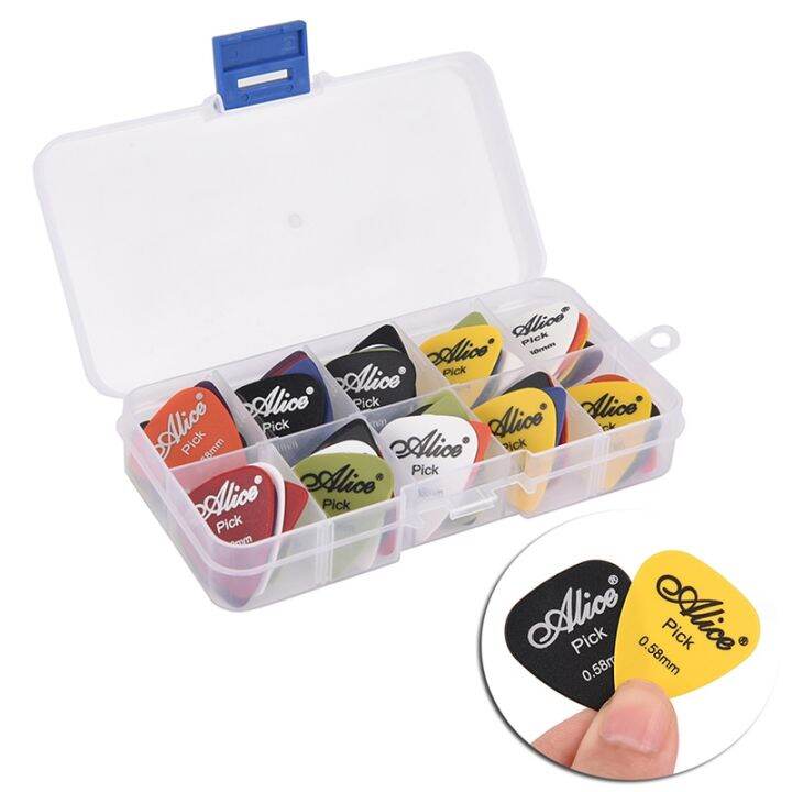 50pcs-mix-0-58-0-71-0-81-0-96-1-2-1-5mm-thickness-electric-guitar-picks-boxed-guitar-accessories-guitar-bass-accessories