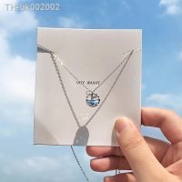 ❈ VOQ Silver Color Mermaid Tears Foam Necklace Simple Mermaid Tail Blue Crystal Clavicle Chain for Women Accessories