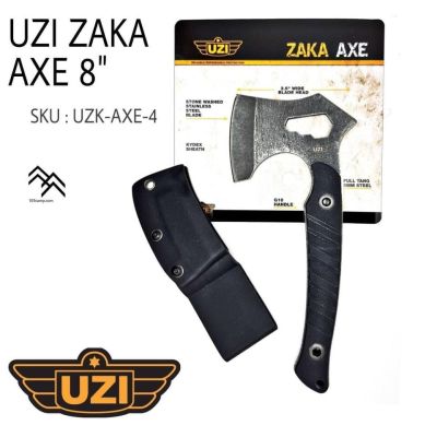 ขวาน UZI ของแท้ รุ่น UZI ZAKA 8″ สีเทา STONEWASHED เหล็ก STAINLESS STEEL หนา 5mm. แก้ม G10 แข็งแรงสุดๆ