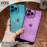 HOCE เคสโทรศัพท์เลเซอร์ไล่สีลายหัวใจ,เคสใสสำหรับ iPhone 13 12 11 Pro Max X XS XR 7 8 Plus SE20เคสฝาหลังกันกระแทก