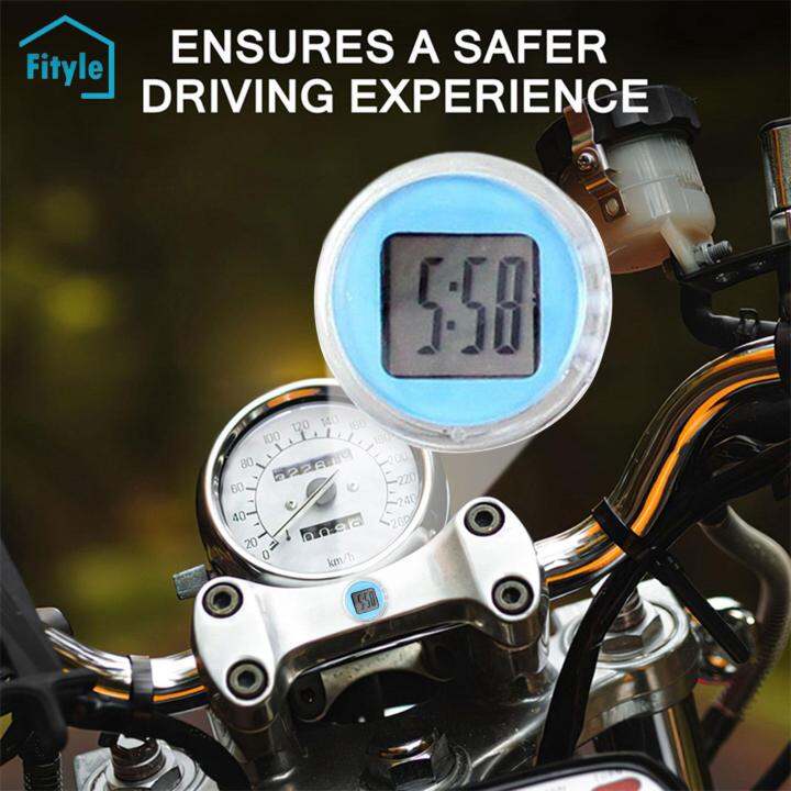 Fityle Mini Motorcycle Digital Clock Motorbike Handlebar Watch Motorcycle Clock for Vehicle, Car