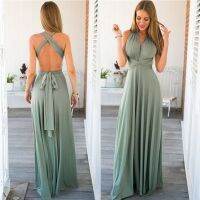 【CW】ﺴ❁❄  Formal Evening Deep V Halter Convertible Way Wrap Grecian Dresses Wedding