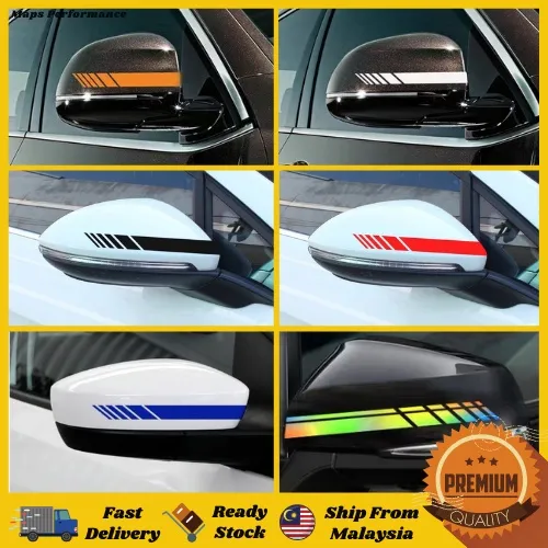 1 Pair Universal Rear View Mirror Stickers Decor DIY Car Body Side Stripe Decals Lazada