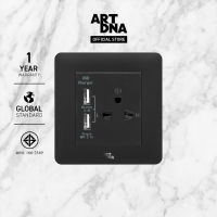 ART DNA รุ่น A61 Frameless 3 Pin Socket With Double usb charger ปลั๊ก+ยูเอสบีคู่ สีดำ ปลั๊กไฟโมเดิร์น ปลั๊กไฟสวยๆ สวิทซ์ สวยๆ switch design