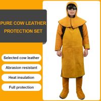 【NATA】 Cowhide Electric Welding Protective Clothing Welder Argon Arc Work Clothes Cow Leather Shawl/ Apron/ Shoe Cover/ Sleeve Insulation Hot Resistant to High Temperature