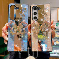 YJD เคสสำหรับ Samsung Z Fold5เพชรภาพสามมิติลายผีเสื้อกันกระแทกเคสโทรศัพท์