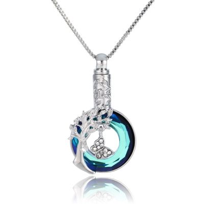 New Crystal Pendant Animal Necklace Ashes Necklace Butterfly Heart Blue Keep Memory For Family Lover Necklace Jewelry