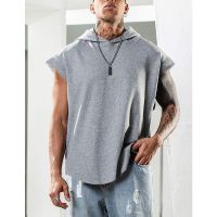 Men Hooded Vest Summer Sports Casual Loose Sleeveless Top M-3XL Plus Size