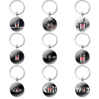 【cw】 Cartoon Fashion Design Turkey Besiktas BJK glass cabochon keychain Car key chain Holder Charms keychains Gifts ！