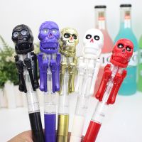 1pcs Halloween Gift for Children Lovely Skeleton Boxing Pen Creative Ball Point Pen with Light Decompression Toy Pen Pens