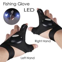 ✙ 1 Pcs LED Outdoor Flashlight Fishing Gloves Half-finger Gloves with Light Lighting Night Fishing Wild Camping Left Right Hand