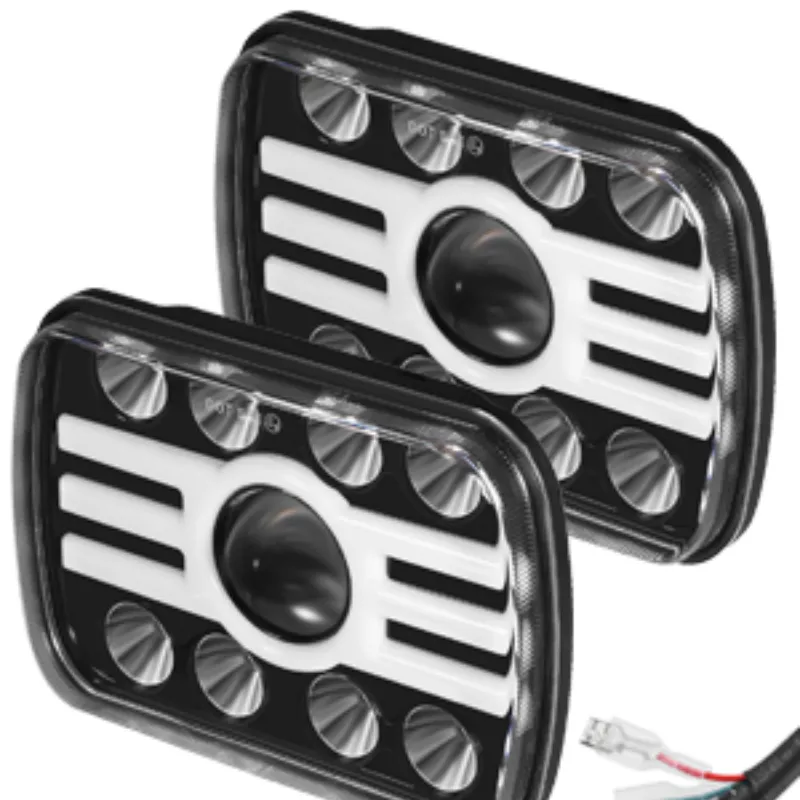 2PCS 5x7 Inch LED Headlights Dot Approved 7x6'' Sealed High Low Beam Angel  Eyes DRL Turn