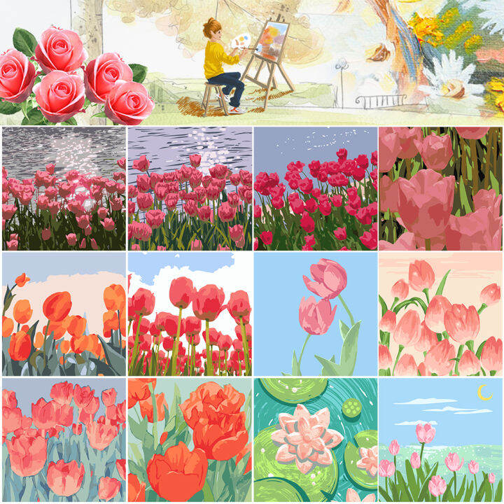 Hãy chiêm ngưỡng bức tranh hoa tulip vừa được vẽ tinh xảo với sắc màu tươi sáng, tạo cảm giác mùa xuân tràn đầy sức sống. Mỗi nét vẽ uyển chuyển, tinh tế đều tạo nên hình ảnh hoa tulip đẹp như mơ trong mắt người xem.