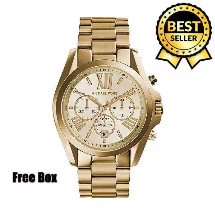 Michael Kors Expensive Brad 3 Chronograph Gold Dial Stainless Steel Watch  For Men(Gold) | Lazada PH