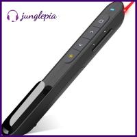 JUNGLEPIA 2.4GHz ปากกาพอยน์เตอร์แสงสีแดงขนาดกะทัดรัด USB การนำเสนอรีโมทคอนโทรลสำนักงานควบคุมระดับเสียงสีดำ