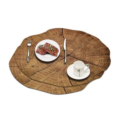 Ready 2pcs placemats 15inch Wooden Grain Kitchen Dining Table Mat Coasters