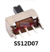 สวิทช์ เลื่อน Slide switch Toggle switch 3 ขา ขนาด 4.3x8.6mm #สวิทช์เลื่อน(3ขา,SS12D07) (1 ตัว)