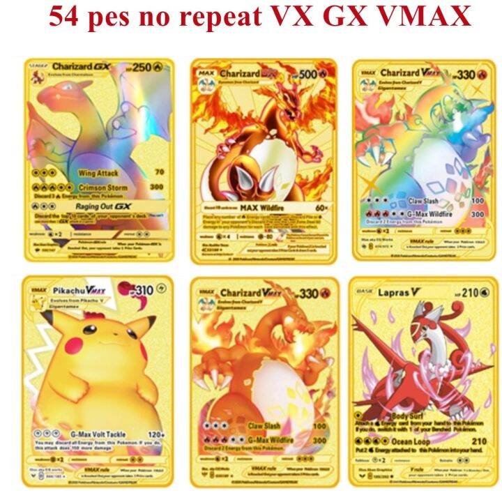 27-54pcs/set Pokemon Cards Metal Gold Vmax GX Energy Card