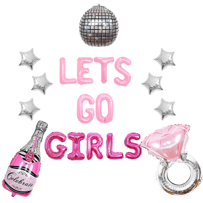 JOLLYBOOM Cowgirl Bachelorette Party Decorations Pink And Rose Red - Lets Go Girls Balloon Banner, Diamond Ring Champagne Bottle 4D Disco Foil Balloons For Western Bridal Shower Party Supplies ซื้อทันทีเพิ่มลงในรถเข็น