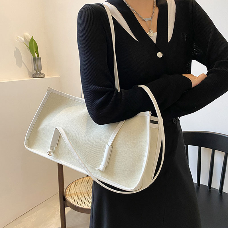 Canvas Portable Trend Female Bag Korean Version Of The Shoulder Color Contrast Slung Large Capacity Retro