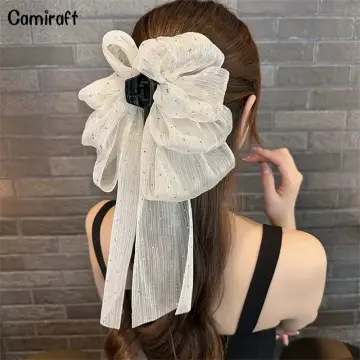 Fashion Hairpin Women Girls Headdress Ribbon Bowknot Ponytail Clips Big Bow  RED 