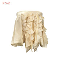 iCONiC CREAM Ruffle TOP #4930 เสื้อเกาะอก ตกแต่งระบาย สีขาวครีม เสื้อผญ เสื้อแฟชั่น เสื้อไฮโซ เสื้อซาติน เสื้อผู้หญิง