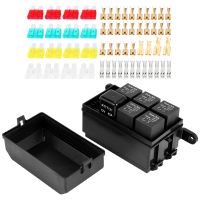 12V Relay Box 6 Slots Relay Block 6 Way ATC/ Fuse Block with Relay Universal Waterproof Fuse and Relay Box Kit