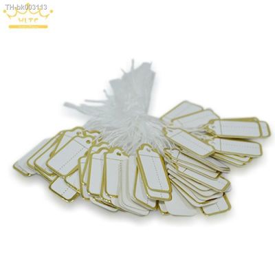 ◕♞ 100pcs/50pcs Jewelry Strung Pricing Price Tags with String Gold Merchandise Cloth Label Price Label
