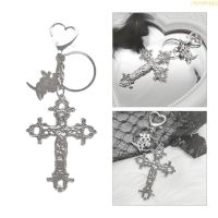 blg Key-Holders Christian Cross Keychains Y2K Punk Pendant Metal Jesus Crucifix 【JULY】