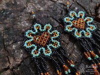 Kalindi EADED EARRINGS IN MEXICAN HUICHOL STYLE ต่างหูลูกปัดสไตล์เม็กซิกันฮูโชล