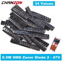 【LZ】✒✕  34 Values 0.5W SMD Zener Diode Assorted Kit 2V 3V 3.3V 3.6V 5.1V 5.6V 7.5V 10V 12V 13V 15V 16V 18V 20V 22V 24V 30V 36V 39V 47V