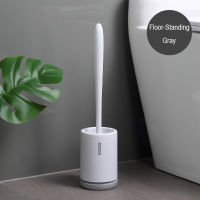 Silicone Toilet Brush With Holder Set Plastic Toilet Bowl Brush Wall-mounted or Floor-Standing Bathroom Toilet Cleaning Brush