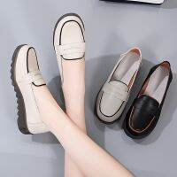 ❏▫✽ （35-41） รองเท้าโลฟเฟอร์ หนังแท้ ผู้หญิง รองเท้าส้นแบน สไตล์เกาหลี รองเท้า สลิป ออน