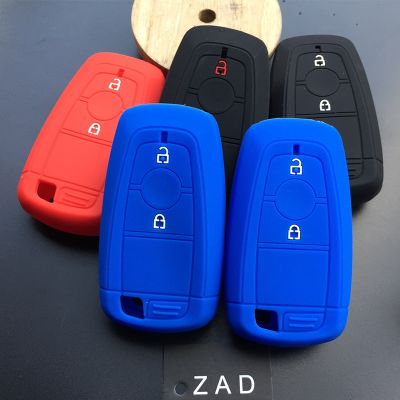 dvvbgfrdt ZAD Silicone car key cover case shell skin set cup for FORD 2 button remote keyless key protector holder car styling accessories
