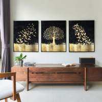 SB Design Square รูปพร้อมกรอบ DoseArt รุ่น Growing Gold 60x75 cm/ชิ้น (63x78 cm รวมกรอบ) SET 3 PCS. (189x78 ซม.)