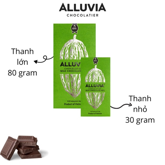 Socola nguyên chất sữa 40% ca cao ngọt ngào alluvia chocolate thanh nhỏ 30 - ảnh sản phẩm 4
