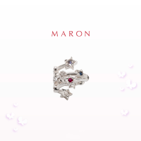 MARON✨ ต่างดาวนพเก้า เสริมดวง | Nine Lucky Stars Cross Earcuff เงินแท้ พลอยแท้ ชุบทองคำขาว White Gold [พร้อมส่ง]