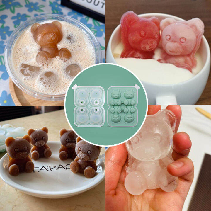 คลังสินค้าอำเภอ-bear-แม่พิมพ์น้ำแข็งถาดน้ำแข็ง3d-diy-เครื่องดื่มน้ำแข็งกาแฟน้ำผลไม้ค็อกเทลหมีแม่พิมพ์ซิลิโคน