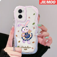 เคส JIUMOO สำหรับ OPPO A76 A96 A36การ์ตูนกระต่ายสีม่วงสีสันสดใสน่ารักเนื้อครีมนุ่มเคสมือถือกันกระแทกแบบใสที่สร้างสรรค์ปลอกป้องกันซิลิโคนที่คลุมโปร่งใสลายกล้องถ่ายรูป