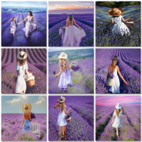 60x75cm Frame DIY Painting By Numbers Lavender Fields Landscape Canvas By Numbers Wall Art Picture Acrylic Paint Crafts