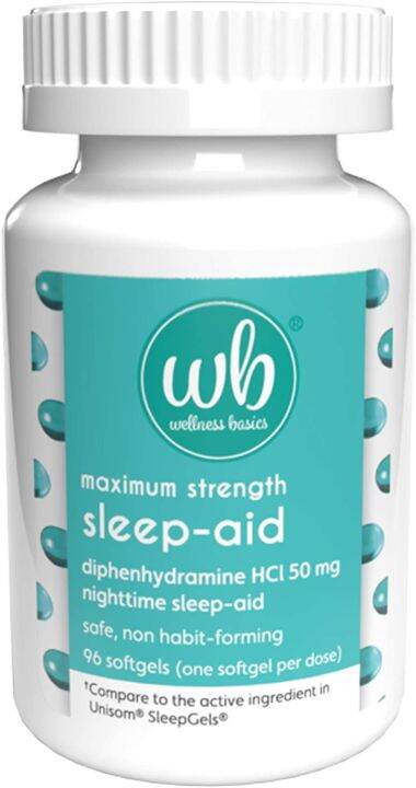 Wellness Basics | Maximum-Strength Sleep-Aid (50mg) Night-time Sleep ...