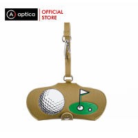 APTICA  Golf Beige กระเป๋าใส่แว่น ลายกราฟฟิค สีเบจ หนังแท้