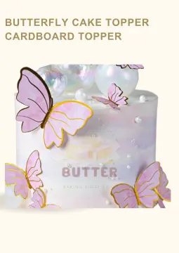 11pcs/set Paper Cake Topper, Modern Butterfly Design Cake Top