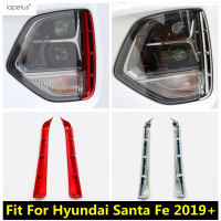 ABS โครเมี่ยมสีแดงอุปกรณ์เสริมสำหรับ Hyundai Santa Fe 2019 2020ด้านหน้าไฟตัดหมอกโคมไฟเปลือกตาคิ้วปกชุดตัดภายนอก