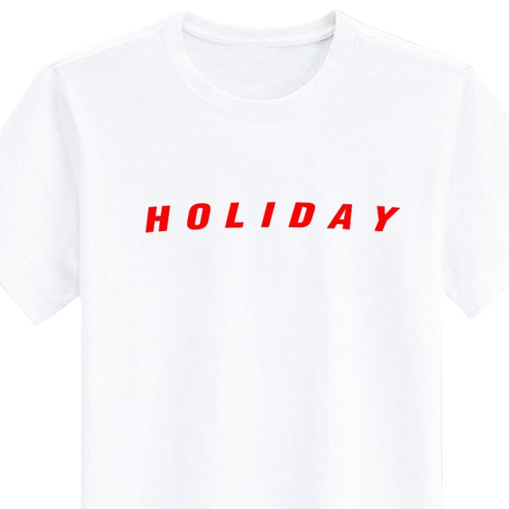 เสื้อยืด-วันหยุด-holiday-สกรีน-สีขาว-เสื้อผ้าหนา-นุ่ม-ใส่สบาย-ได้ทั้งผู้ชาย-และผู้หญิง-no-0170