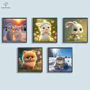 Bộ Động Vật 5D DIY Tranh Đính Kim Cương Tròn Đầy Đủ Trang Trí Nhà Cửa Thủ